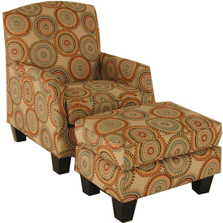 Transitional Chair and Ottoman Set with Block Feet